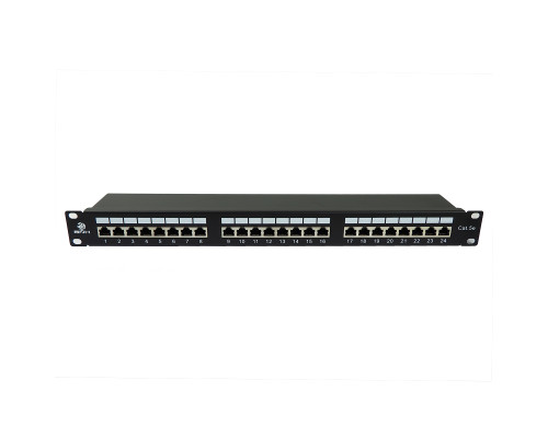 Комм. патч-панель BNH, 19", 1HU, портов: 24 х RJ45, кат. 5е, универсальная, экр., цвет: чёрный, (B102.1-24-5E-UNB)