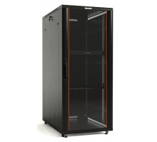 Шкаф телекоммуникационный напольный Hyperline TTB, IP20, 27U, 1388х800х800 мм (ВхШхГ), дверь: стекло, боковая панель: сплошная, разборный, цвет: чёрны