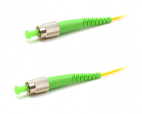 Комм. шнур оптический Hyperline, Simplex FC/FC (APC), OS2 9/125, LSZH, 10м, Ø 2мм, зелёный хвостовик, цвет: жёлтый