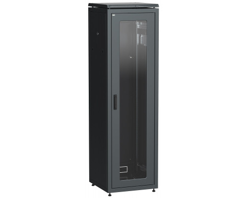 Шкаф телекоммуникационный напольный ITK LINEA N, IP20, 42U, 2055х600х600 мм (ВхШхГ), дверь: стекло, боковая панель: сплошная съемная, разборный, цвет: