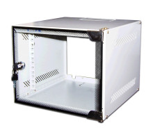 Шкаф телекоммуникационный настенный TWT Lite, 10&quot;, 6U, 368х300х310 мм (ВхШхГ), дверь: стекло, откидной, цвет: серый