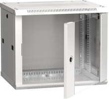 Шкаф навесной ITK LINEA W, 19", 6U, 370х600х450 мм (ВхШхГ), дверь: стекло, разборный, цвет: серый