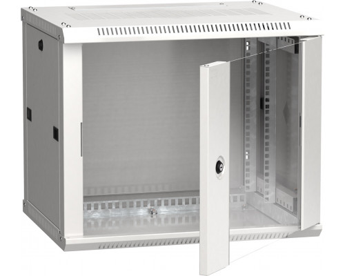 Шкаф навесной ITK LINEA W, 19", 6U, 370х600х450 мм (ВхШхГ), дверь: стекло, разборный, цвет: серый