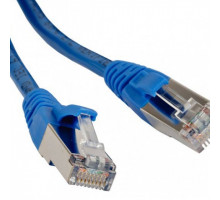 Шнур комм. Hyperline, кат. 5е, экр., STP, RJ45/RJ45, LSZH, AWG26 0.5м, синий