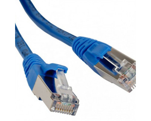 Шнур комм. Hyperline, кат. 5е, экр., STP, RJ45/RJ45, LSZH, AWG26 0.5м, синий