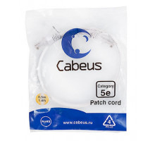 Патч-корд Cabeus PC-UTP-RJ45-Cat.5e-0.5m-WH Кат.5е 0.5 м белый