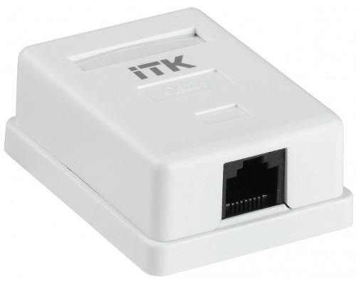 Розетка в сборе ITK, 1x RJ45(8P8C), кат. 6, неэкр., для настенного монтажа, упаковка: 1 шт, цвет: белый, (CS2-1C06U-12)