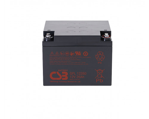 Аккумулятор для ИБП CSB Battery GPL, 125х175х166 мм (ВхШхГ),  необслуживаемый свинцово-кислотный,  12V/26 Ач, (GPL 12260)