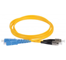 Комм. шнур оптический ITK, Duplex FC/SC (UPC/UPC), OS2 9/125, LSZH, 2м, синий/чёрный хвостовик, цвет: жёлтый