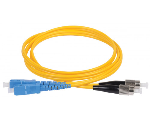 Комм. шнур оптический ITK, Duplex FC/SC (UPC/UPC), OS2 9/125, LSZH, 2м, синий/чёрный хвостовик, цвет: жёлтый