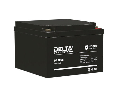 Аккумулятор для ИБП Delta Battery DT, 126х175х167 мм (ВхШхГ),  Необслуживаемый свинцово-кислотный,  12V/26 Ач, цвет: чёрный, (DT 1226)