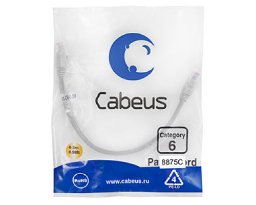 Патч-корд Cabeus PC-UTP-RJ45-Cat.6-0.3m-LSZH Кат.6 0.3 м серый
