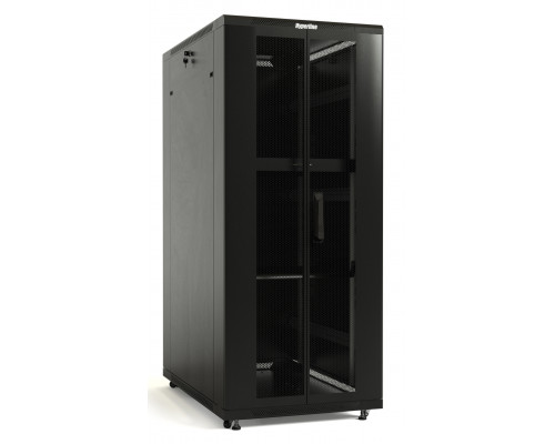 Шкаф серверный напольный Hyperline TTB, IP20, 42U, 2055х600х1000 мм (ВхШхГ), дверь: двойная распашная, перфорация, боковая панель: сплошная, разборный