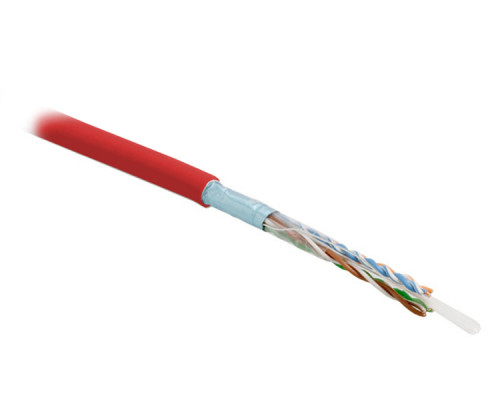 Кабель витая пара Hyperline FUTP4-C5E-S24-IN-PVC, PVC, F/UTP, кат. 5е, проводник Ø 0,51мм, 305м, тип прокладки: внутри зданий, цвет: красный