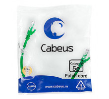 Патч-корд Cabeus PC-UTP-RJ45-Cat.5e-0.3m-GN-LSZH Кат.5е 0.3 м зеленый