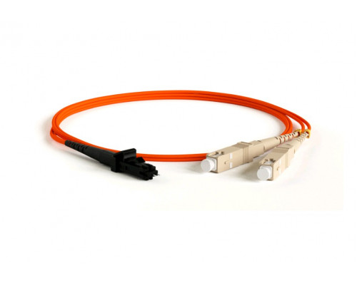 Комм. шнур оптический Hyperline, Duplex SC/MTRJM, OM2 50/125, LSZH, 5м, Ø 2мм, бежевый хвостовик, цвет: оранжевый