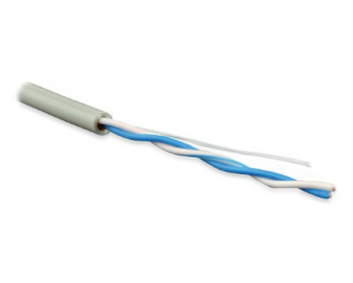 Кабель витая пара Hyperline UUTP1/2-C5-S24-IN-LSZH, LSZH (нг(A)-HF), U/UTP, кат. 5, проводник Ø 0,51мм, 500м, тип прокладки: внутри зданий, цвет: серы
