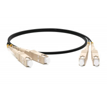 Комм. шнур оптический Hyperline, Duplex SC/SC, OM2 50/125, LSZH, 3м, Ø 2мм, бежевый хвостовик, цвет: чёрный