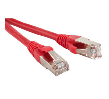 Шнур комм. Hyperline, кат. 5е, экр., STP, RJ45/RJ45, LSZH, AWG26 1м, красный