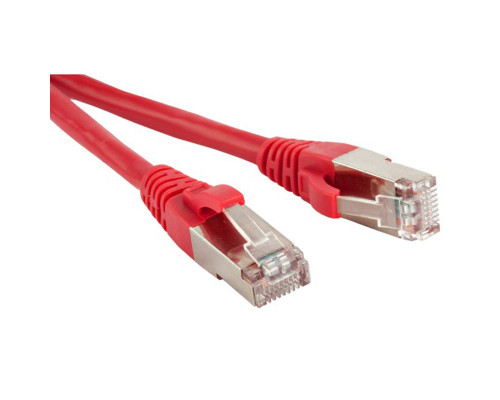 Шнур комм. Hyperline, кат. 5е, экр., STP, RJ45/RJ45, LSZH, AWG26 1м, красный