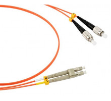 Комм. шнур оптический Hyperline, Duplex LC/FC, OM2 50/125, LSZH, 1м, Ø 2мм, серый хвостовик, цвет: оранжевый