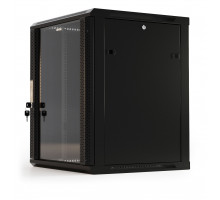 Шкаф телекоммуникационный настенный Hyperline TWB-FC, 19", 12U, 650х600х600 мм (ВхШхГ), дверь: стекло, разборный, цвет: чёрный