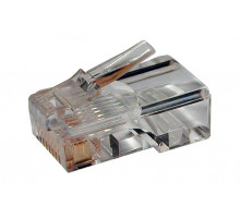 Коннектор Hyperline, RJ45(8p8c), кат. 5е, неэкр., для одножильного и многожильного кабеля, 100 шт, цвет: прозрачный