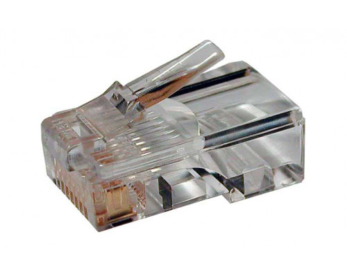 Коннектор Hyperline, RJ45(8p8c), кат. 5е, неэкр., для одножильного и многожильного кабеля, 100 шт, цвет: прозрачный