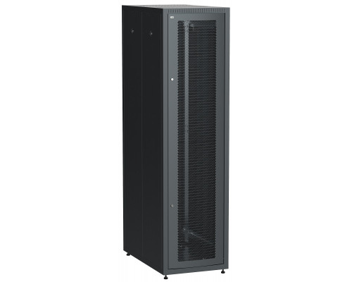Шкаф серверный напольный ITK LINEA E, IP20, 42U, 2000х600х1000 мм (ВхШхГ), дверь: перфорация, боковая панель: сплошная съемная, разборный, цвет: чёрны