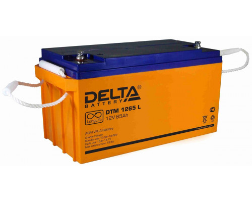 Аккумулятор для ИБП Delta Battery DTM L, 179х167х350 мм (ВхШхГ),  Необслуживаемый свинцово-кислотный,  12V/65 Ач, цвет: оранжевый, (DTM 1265 L)
