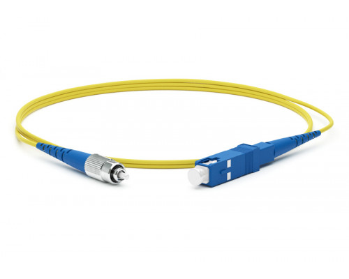 Комм. шнур оптический Hyperline, Simplex FC/SC (UPC), OS2 9/125, LSZH, 10м, Ø 2мм, синий хвостовик, цвет: жёлтый