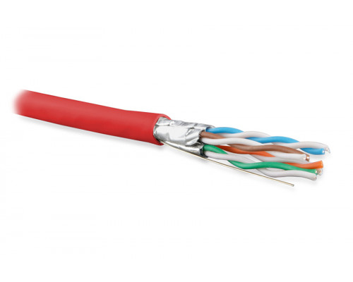 Кабель витая пара Hyperline UFTP4-C6A-S23-IN-PVC, PVC, U/FTP, кат. 6a, проводник Ø 0,57мм, 500м, тип прокладки: внутри зданий, цвет: красный
