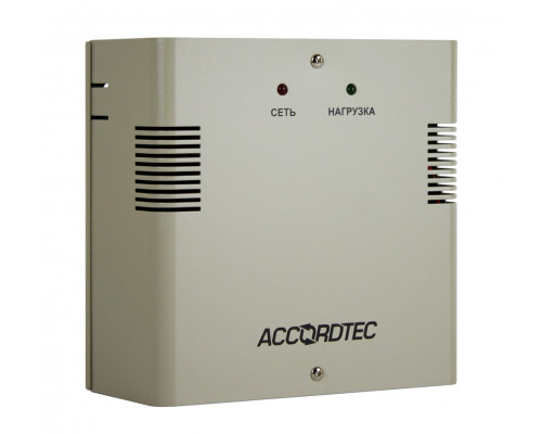 Блок питания AccordTec, металл, цвет: серый, ББП-40, для видеонаблюдения, ОПС, СКУД, (AT-02391)