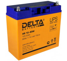 Аккумулятор для ИБП Delta Battery HR-W, 166х76х181 мм (ВхШхГ),  Необслуживаемый свинцово-кислотный,  12V/20 Ач, цвет: оранжевый, (HR 12-80W)