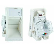 Модуль Eurolan Mosaic, 1х RJ45, 22,5х45 мм (ВхШ), угловая, шторки, цвет: белый (16A-U5-03WT)