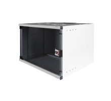 Шкаф телекоммуникационный настенный Lande EURObox, 19&quot;, 12U, 592х540х400 мм (ВхШхГ), дверь: стекло, разборный, цвет: серый