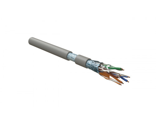 Кабель витая пара Hyperline, LSZH (нг(A)-HF), F/UTP, кат. 5е, проводник Ø 0,51мм, 305м, тип прокладки: внутри зданий, цвет: серый