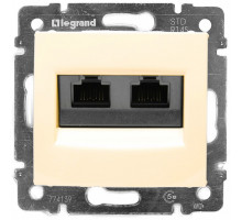 Розетка в сборе Legrand Valena, 2x RJ45, кат. 5е, экр., внутренняя, 51х58 мм (ВхШ), цвет: слоновая кость, (LEG.774139)