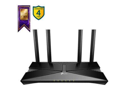 Маршрутизатор TP-Link, портов: 5, LAN: 4, WAN: 1, скорость мб/с: 1 775, антенн: 4, USB: Нет, 38,6х260,2х135 мм (ВхШхГ), цвет: чёрный, Archer AX23
