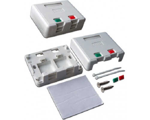 Коробка для наст. монтажа Lanmaster, Keystone, 27х76х65 мм (ВхШхГ), 2 модуля, цвет: белый