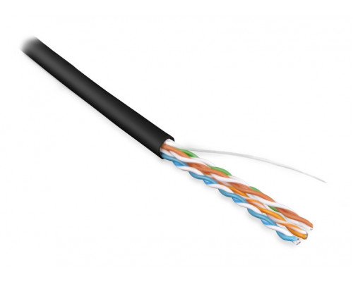 Кабель витая пара Hyperline, LSZH (нг(A)-HF), U/UTP, кат. 5е, проводник Ø 0,51мм, 100м, бухта, тип прокладки: внутри зданий, цвет: чёрный