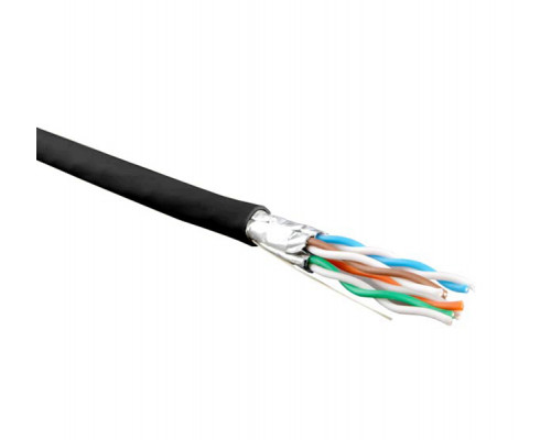 Кабель витая пара Hyperline UFTP4-C6-S23-IN-LSZH, LSZH (нг(A)-HF), U/FTP, кат. 6, проводник Ø 0,57мм, 500м, тип прокладки: внутри зданий, цвет: чёрный