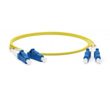 Комм. шнур оптический Hyperline, Duplex LC/LC (APC), OS2 9/125, LSZH, 1м, Ø 2мм, синий хвостовик, цвет: жёлтый