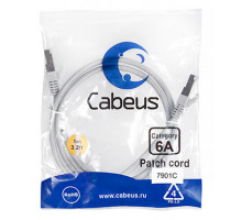 Патч-корд Cabeus PC-SSTP-RJ45-Cat.6a-1m-LSZH Кат.6а 1 м серый