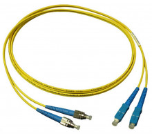 Комм. шнур оптический Hyperline, Duplex SC/FC (UPC), OS2 9/125, LSZH, 30м, Ø 2мм, синий хвостовик, цвет: жёлтый