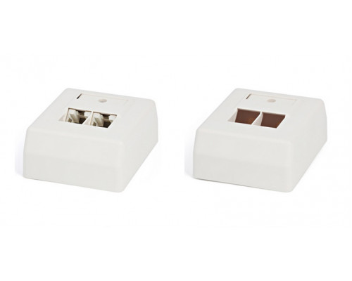 Розетка в сборе Hyperline, 2x RJ45, кат. 5е, экр., внешняя, 65х80 мм (ВхШ), цвет: белый, (SB-GTS2-8P8C-C5E-SH-WH)