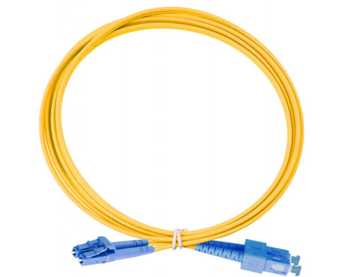 Комм. шнур оптический Eurolan Tight Buffer, Duplex SC/LC, OS2 9/125, LSZH (нг(A)-HF), 5м, синий хвостовик, цвет: жёлтый