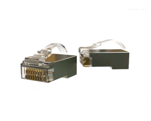 Разъём Hyperline PLEZ-8P8C-U-C5, RJ45(8p8c), кат. 5е, экр., для одножильного и многожильного кабеля, 100 шт, цвет: прозрачный, язычек Arch