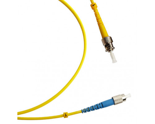 Комм. шнур оптический Hyperline, Simplex FC/ST (UPC), OS2 9/125, LSZH, 10м, Ø 2мм, синий хвостовик, цвет: жёлтый