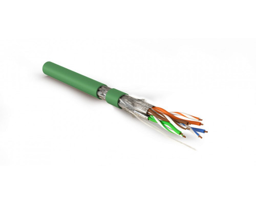 Кабель витая пара Hyperline SFTP4-C8.1-S23-IN-LSZH, LSZH (нг(A)-HF), S/FTP, кат. 8, проводник Ø 0,58мм, 500м, тип прокладки: внутри зданий, цвет: зелё